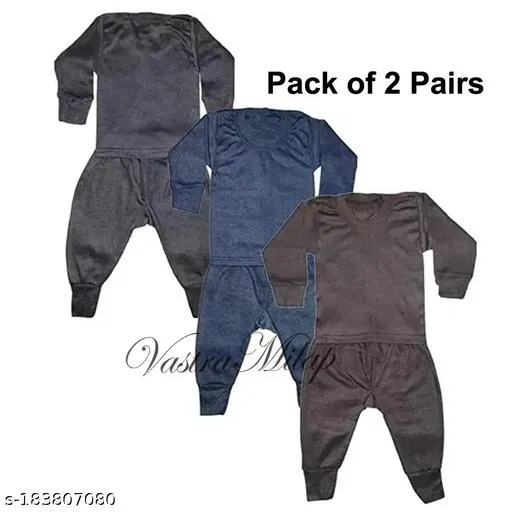 Woolen Thermal Set for Kids (Multicolor, 3-4 Years) (Set of 2)