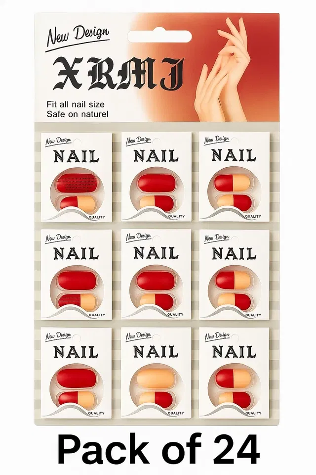 Round Square Press On Nails (Pack Of 24)