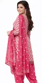 Printed Crepe Unstitched Suit Fabric for Women, Pink 