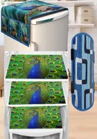 PVC Printed Fridge Top Cover with 3 Pcs Shelf Mats & Handle Cover 