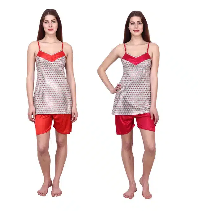 Nightdress for Women (Red & Maroon, Pack of 2)