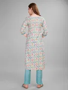 Cotton Blend Printed Kurta with Pant for Women 