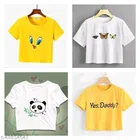 Round Neck Printed Crop T-Shirts for Women 