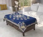 Furnishing Hut Floral Self Design Cotton 4 Seater Center Blue Table Cover 36x54in