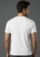 Polyester Round Neck T-shirt For Men, White 