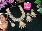 Traditional Kundan Pearl Long Bridal Neckkace Set for Women 
