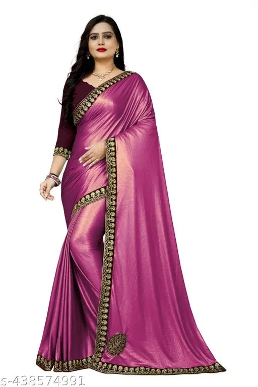 Lycra Zari Woven Saree For Women, Pink