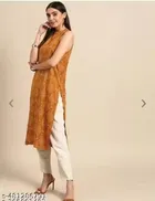 Women Rayon Printed Sleeveless Kurti 