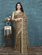 Georgette Printed Saree for Women, Multicolor, Pack of 2 