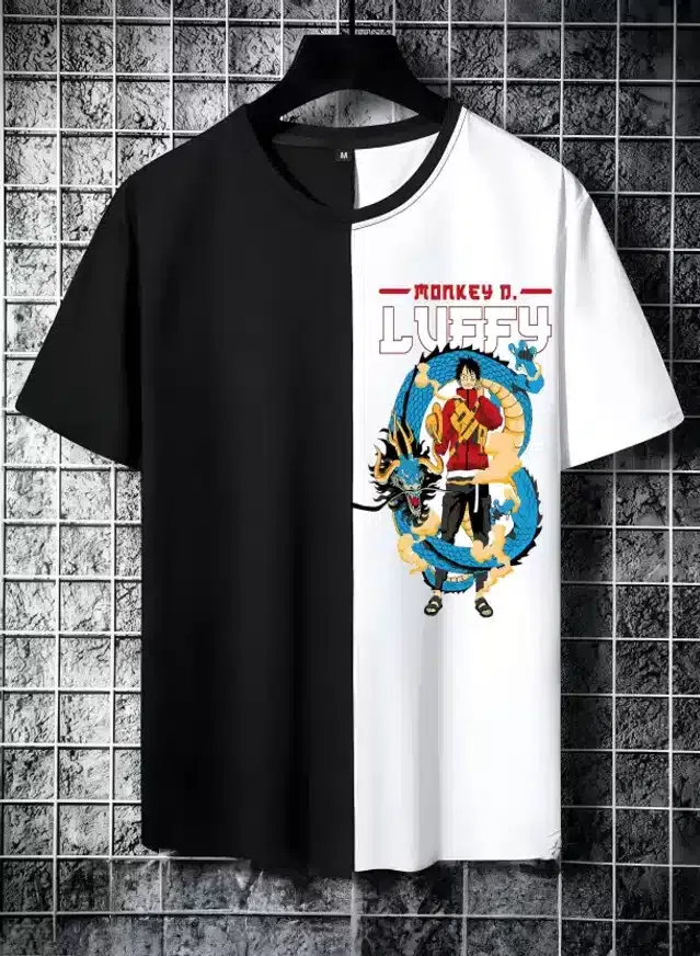 Half Sleeves T-Shirt for Men (Black & White, XL)