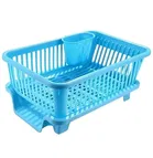 3 in 1 Durable Plastic Kitchen Sink Dish Drying Drainer Rack Holder Basket Organizer with Tray Utensils Tools Cutlery