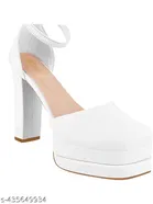Solid Synthetic Block Open Toe Heels for Kids 