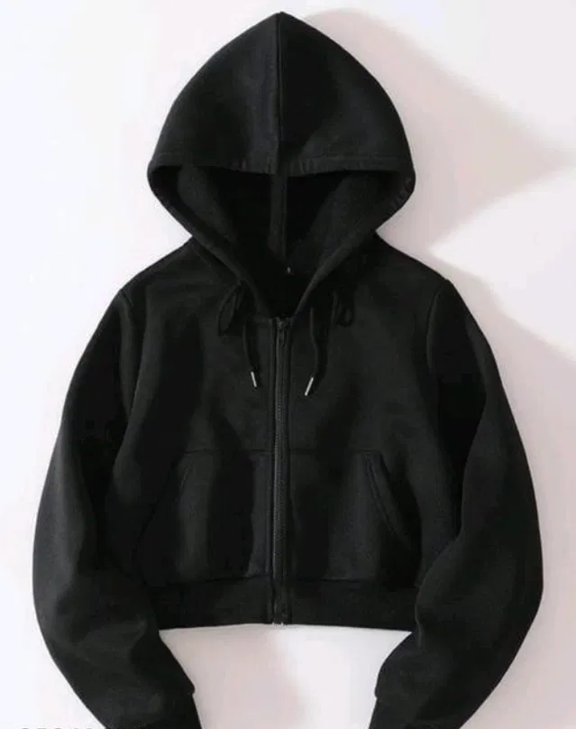 Light Fleece Solid Hoodie for Kids (Black, 6-8 Years)