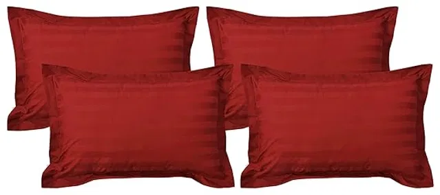Satin Stripe Pillow Cover, (Deep Wine, 17 X 27 Inch) (Pack of 4)