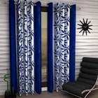 Web India Garden Panel Eyelet Polyester Door curtains - 7 Feet, Blue (Set of 2)