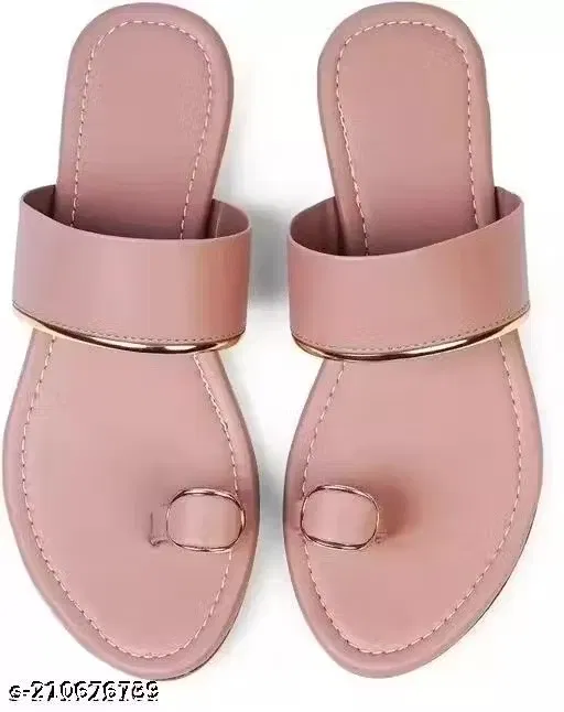 Flats for Women (Beige & Gold, 5)