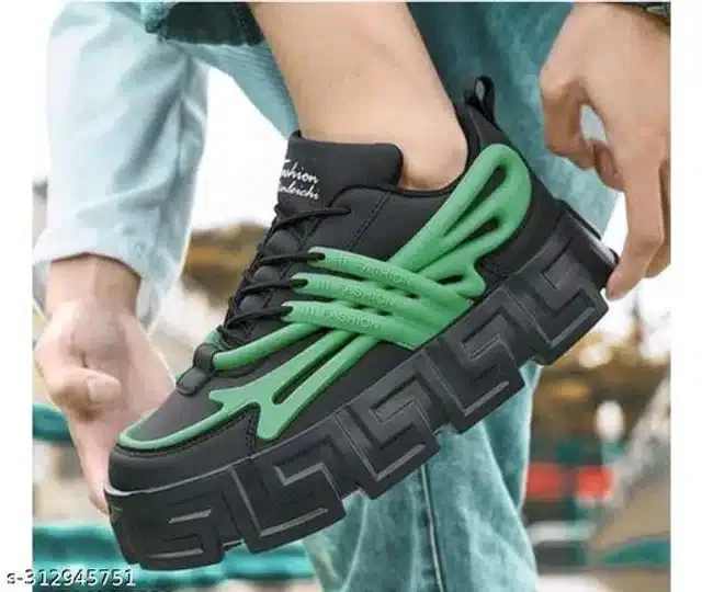 Casual Shoes for Men (Green & Black, 7)