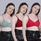 Cotton Non-Padded Bra for Women, Multicolour, Pack of 3 