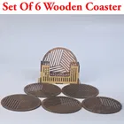 MDF Wooden 6 Pcs Coasters with Stand 