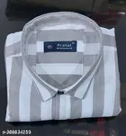 Cotton Blend Checked Shirt for Men, White 