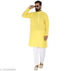 Cotton Blend Solid Kurta with Pyjama for Men 