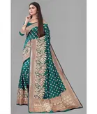 Litchi Silk Woven Design Saree for Women, Teal 