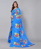 Women's Designer Georgette Floral Printed Saree with Blouse Piece 