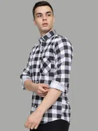 Full Sleeves Checkered Shirt for Men (Black, M)