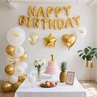 Happy Birthday Balloon Decoration Kit ,Golden ,Set Of 1