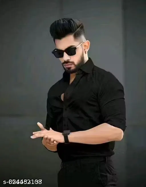 Shirts for Men (Black, L)