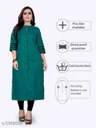 Solid Cotton Kurti with Show Button for Women 