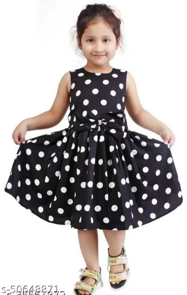 Crepe Sleeveless Dress for Girls (Black, 12-18 Months)