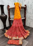 कानूड़ा फैंसी विमेंस जॉर्जेट फ्लावर प्रिंटेड साड़ी 