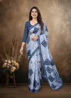Art Silk Printed Saree for Women, Blue 
