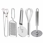 Oc9 स्टेनलेस स्टील यूटिलिटी पकड़ & चीज़ ग्रेटर & एग व्हिस्क & पिज़्ज़ा कटर & पोटैटो मेशर फॉर किचन टूल सेट 