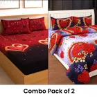 Double Bedsheet Polycotton 88x88 Inch with 2 Pillow Cover (Red) Pack of 2