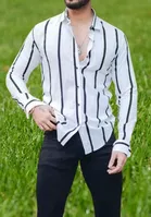 Lycra Printed Shirt For Men, White 