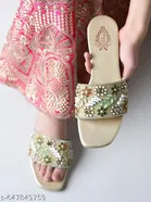 Shoetopia Pink Embellished Flat Sandals 