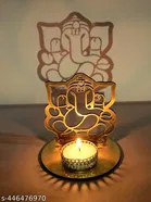 Wooden Sri Ganesh-Laxmiji & Om Shadow Diya Holder 