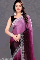 Poly Silk Embellished Saree for Women (Purple, 6.3 m)