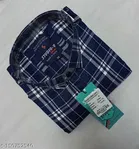 Cotton Blend Checked Shirt for Men, Blue 