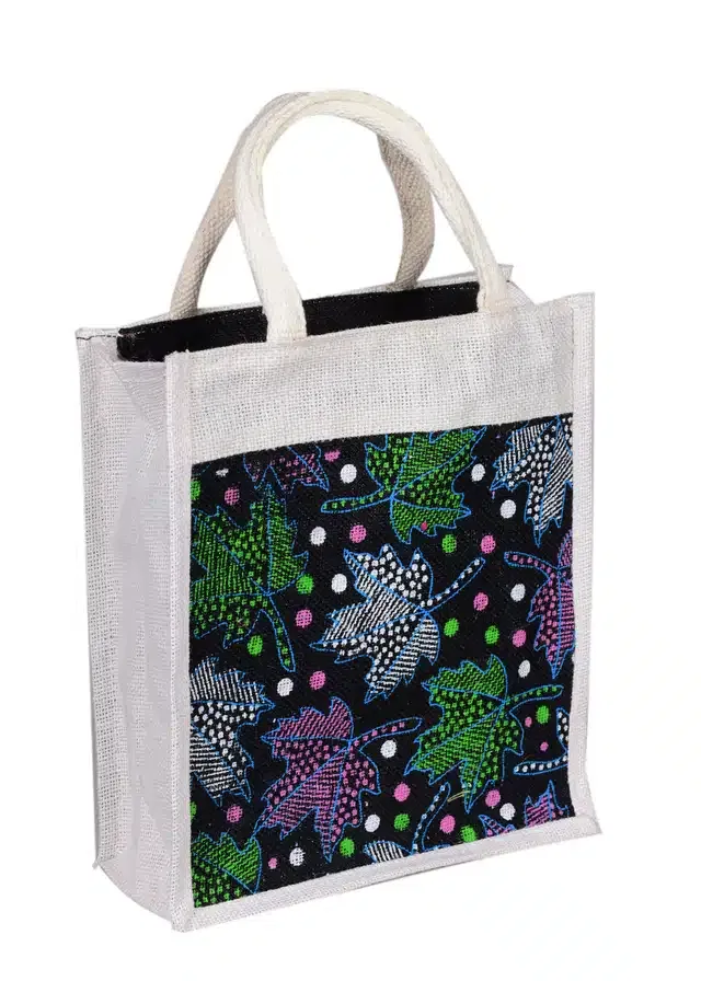 Jute Reusable Grocery Bag (Black & White)