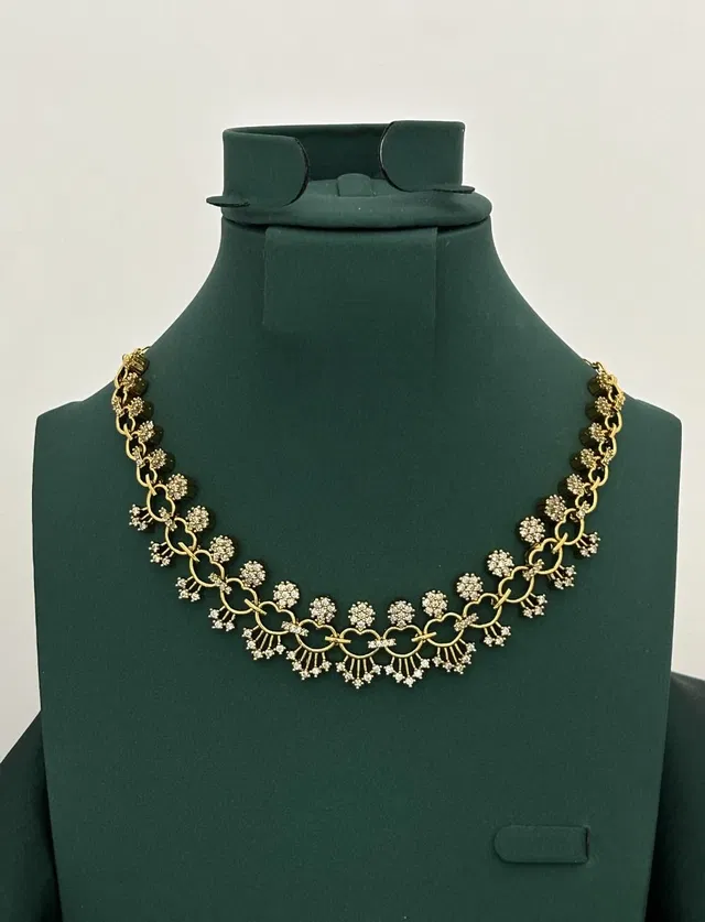 Zircon Gold-plated Necklace Set for Women (Green, Free Size)