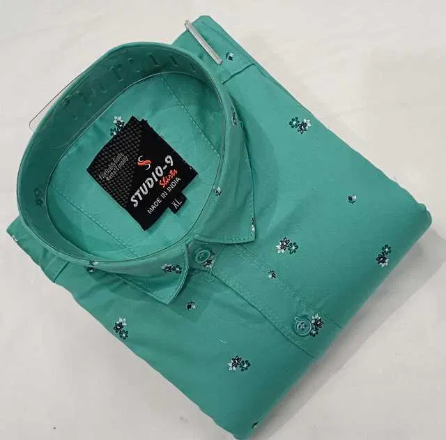 Men's Printed Shirt (Rama Green, XL) (BF-37)