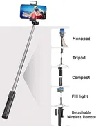 IMMUTABLE Bluetooth Extendable Selfie Stick with Wireless Remote, Selfie Stick, Adjustable and Rotatable Design 
