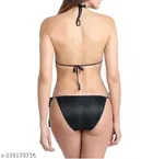 Satin Solid Babydoll for Women, Black 