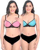 Pibu वीमेन कॉटन ब्रा पैंटी सेट 