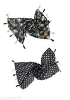 Printed Chiffon Scarves with Tassels for Women, Multicolor, Pack of 2
