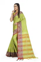 शारदा क्रिएशन कॉटन एम्बेलिशड साड़ी विद ब्लाउज 