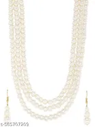 Three Layer Pearl Jewellery Set for Women & Girls, White